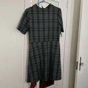 The Vanity Room mock neck plaid ponte dress